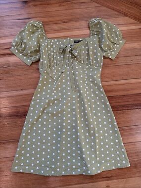 SHEIN Olive Green Polka Dot Mini Dress